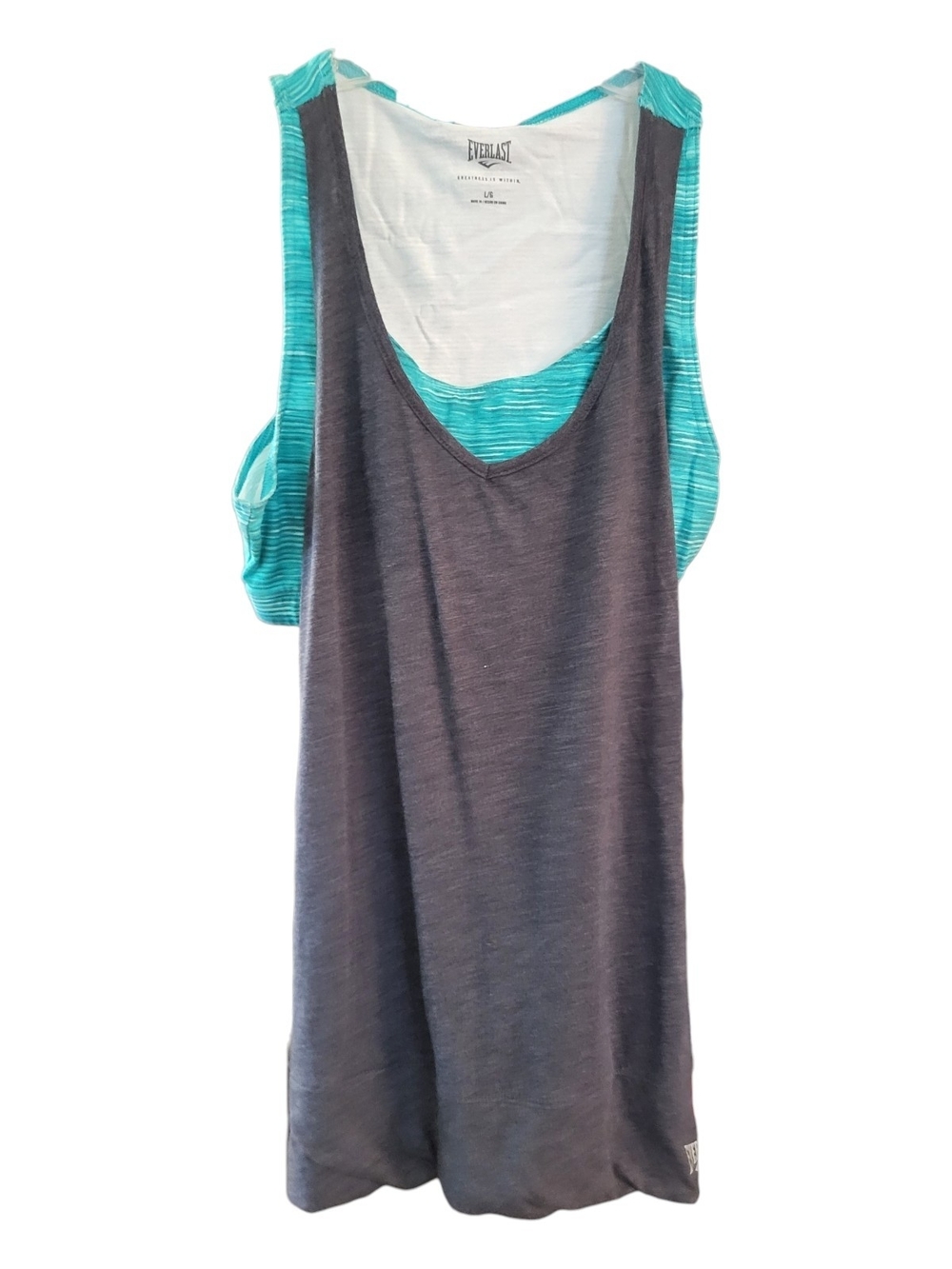 Everlast Charcoal Racerback Tank with Teal Sports Bra Insert - Size L